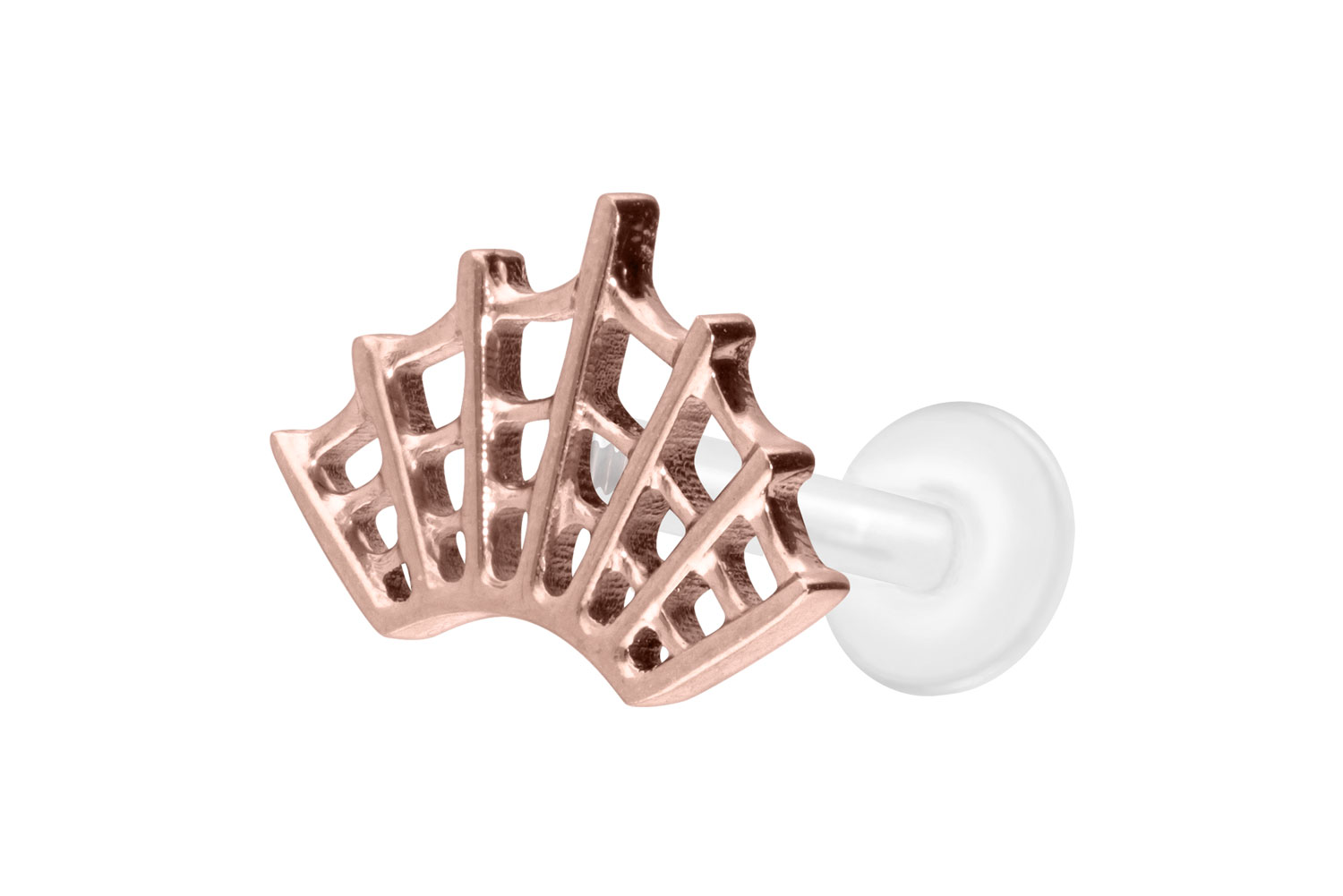 PTFE Labret Piercing mit Innengewinde + Titan-Aufsatz SPINNENNETZ